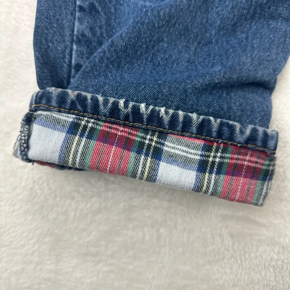Guide Gear Flannel Lined Jeans Womens 14‎ Blue Straight VTG Plaid Cotton Denim